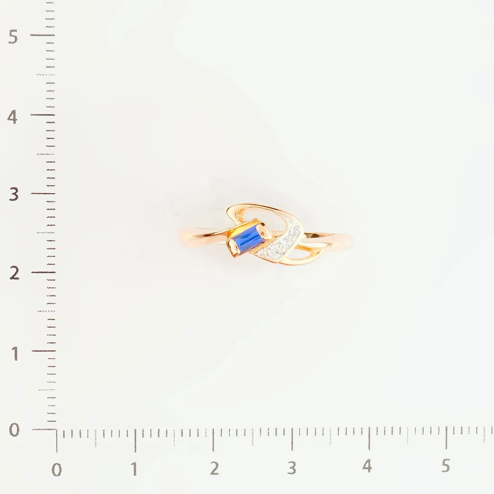 Кольцо с сапфиром синтетическим из красного золота 585 пробы