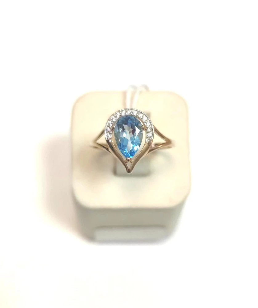 Кольцо с топазом из красного золота 585 пробы