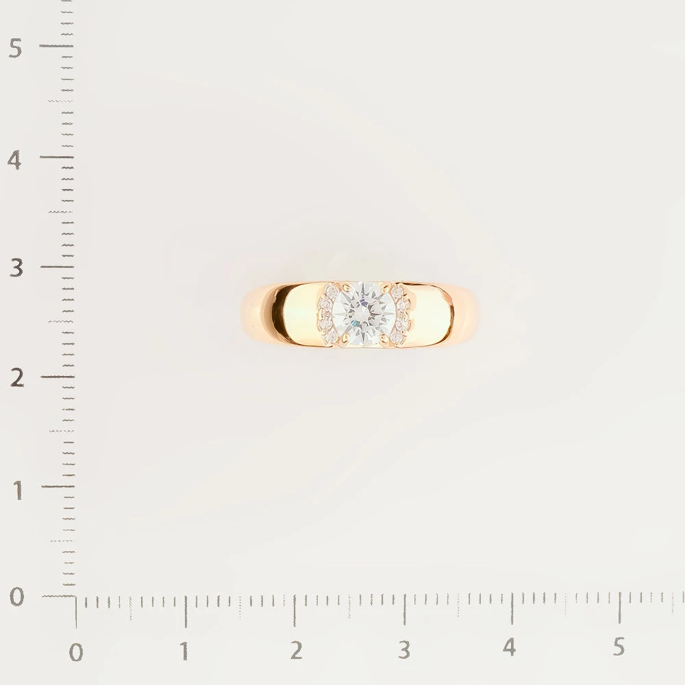 Кольцо с фианитом из красного золота 585 пробы