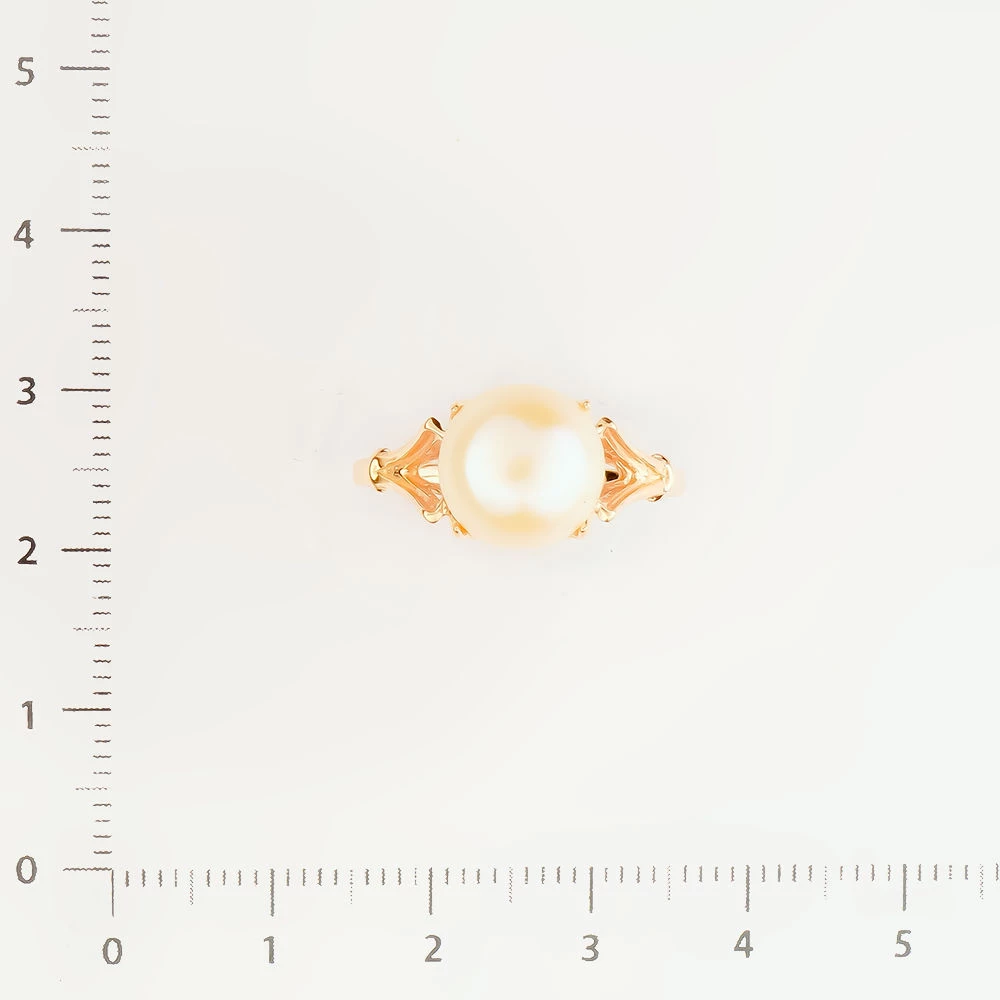 Кольцо с культивированным жемчугом из красного золота 585 пробы