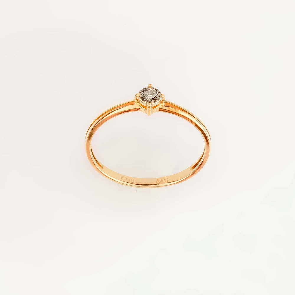 Кольцо с бриллиантом из красного золота 585 пробы