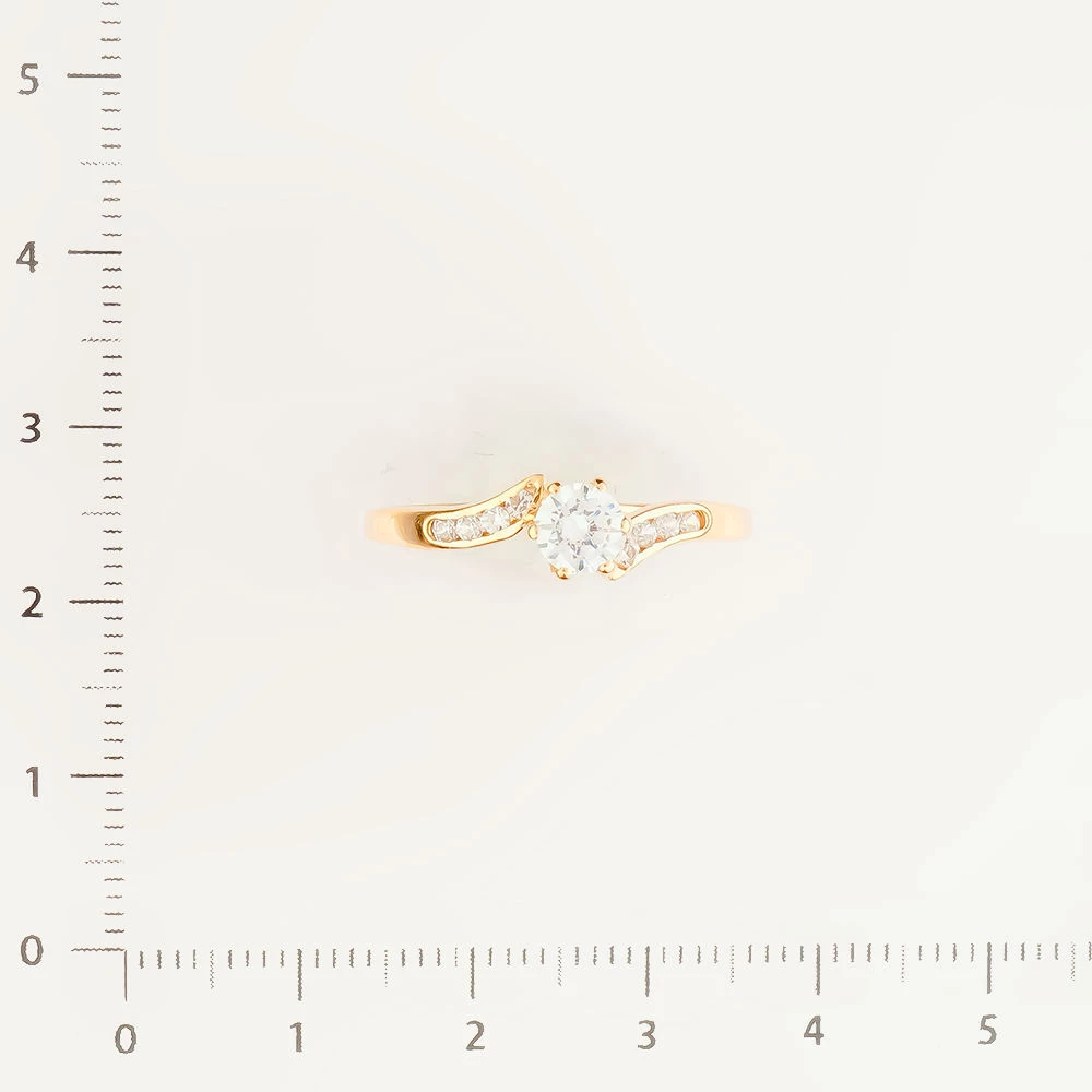 Кольцо с фианитом из красного золота 585 пробы