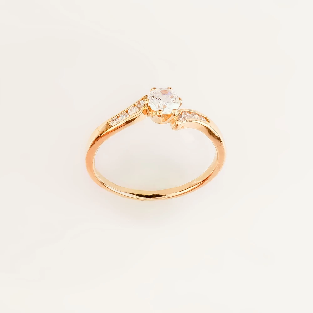 Кольцо с фианитом из красного золота 585 пробы