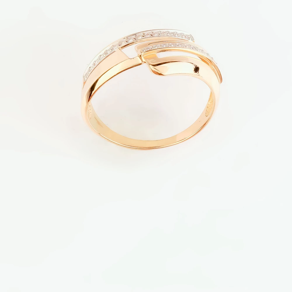 Кольцо с фианитом из красного золота 585 пробы