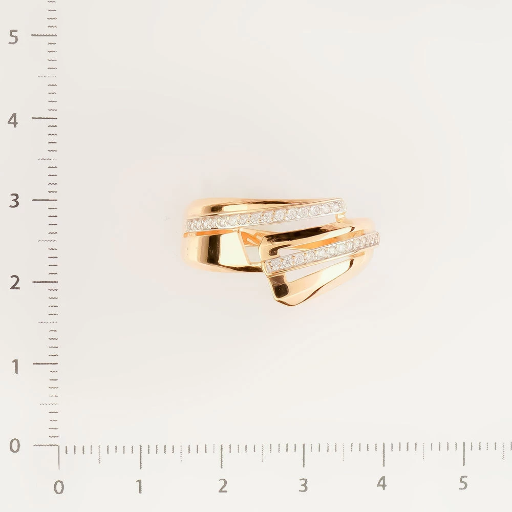 Кольцо с фианитом из красного золота 585 пробы