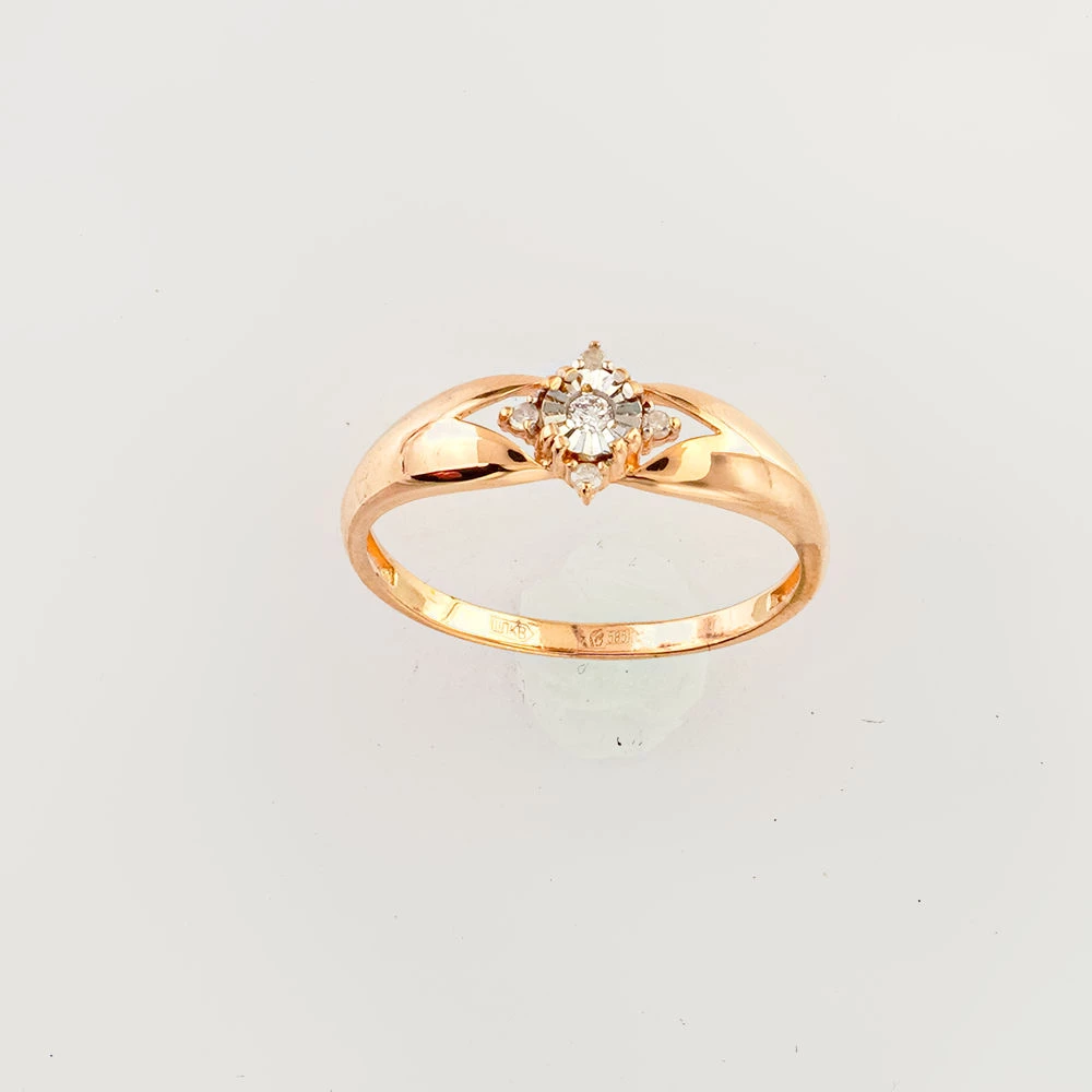 Кольцо с бриллиантом из красного золота 585 пробы