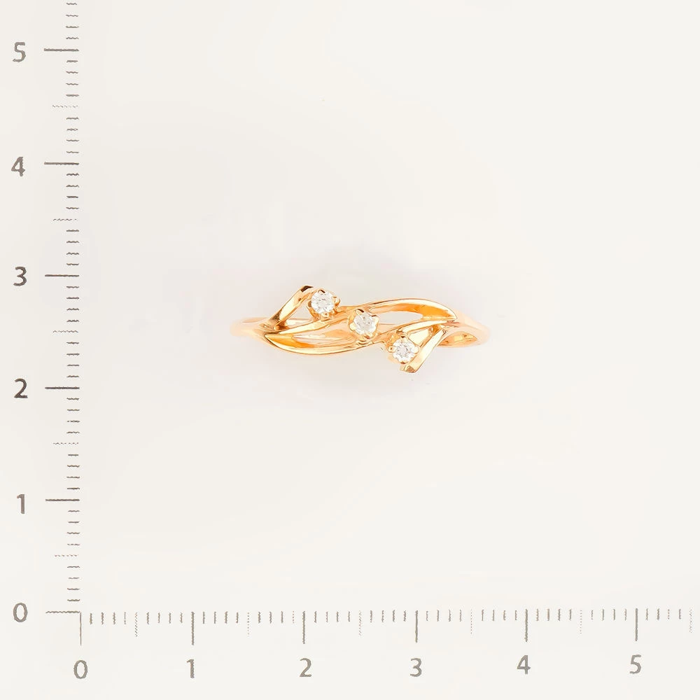 Кольцо с фианитом из красного золота 585 пробы