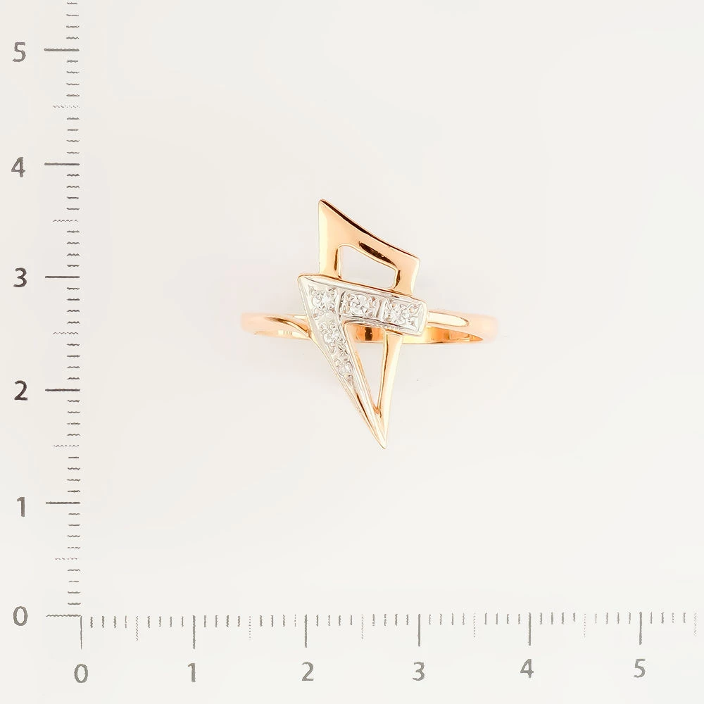 Кольцо с фианитом из красного золота 585 пробы