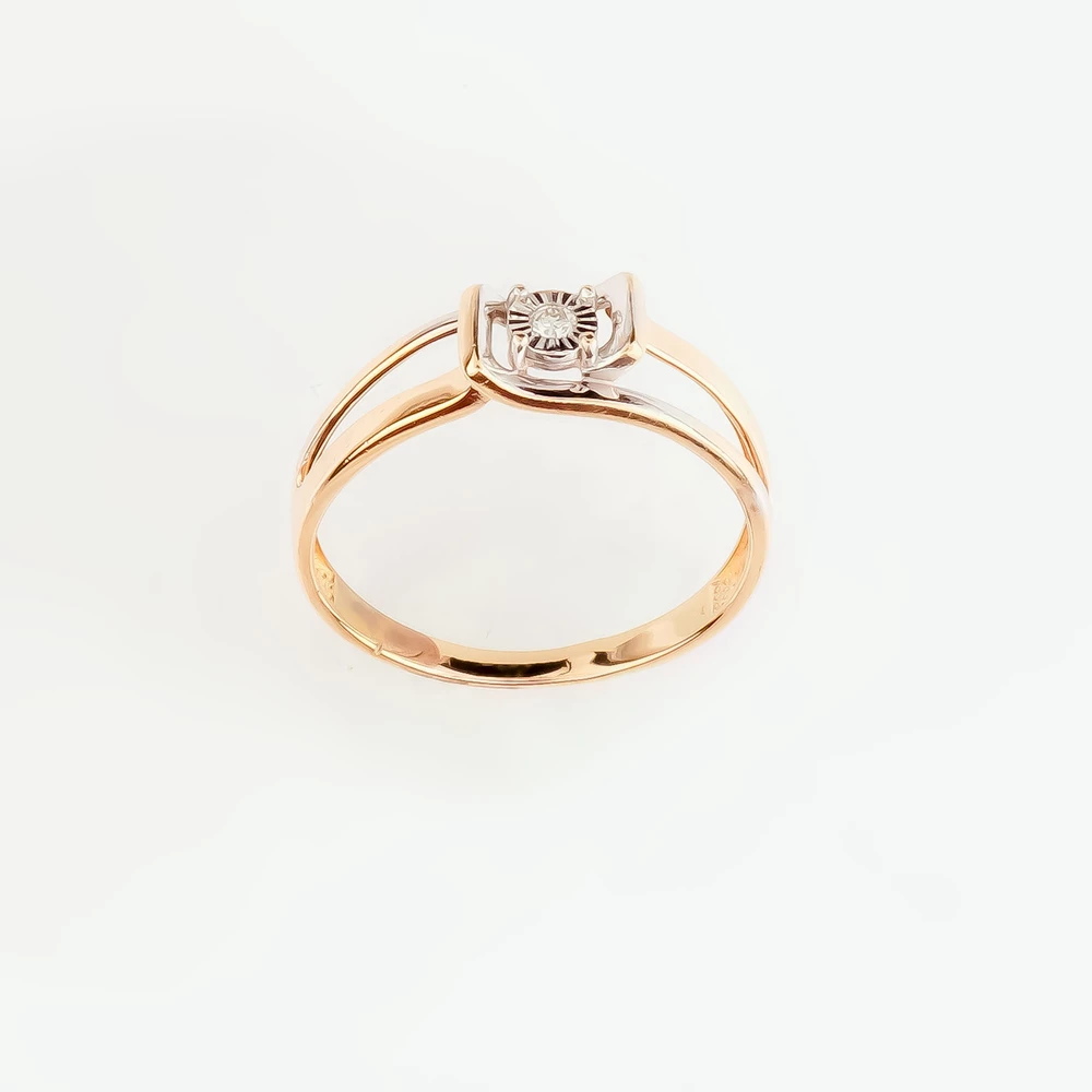 Кольцо с бриллиантом из красного золота 585 пробы