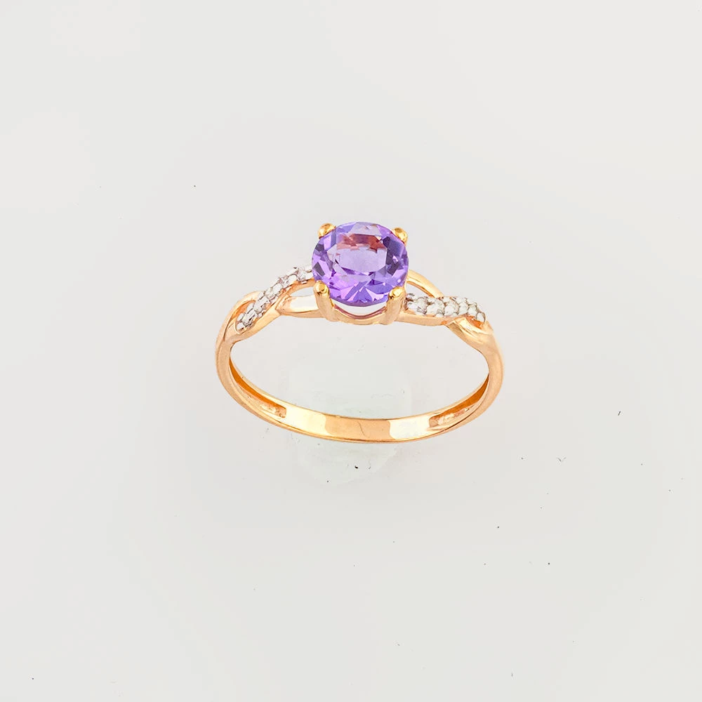 Кольцо с аметистом из красного золота 585 пробы