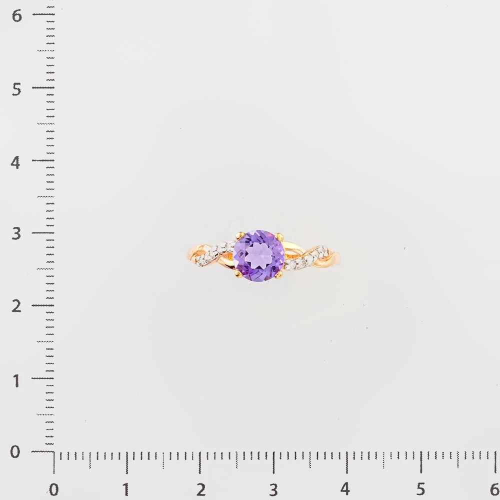 Кольцо с аметистом из красного золота 585 пробы