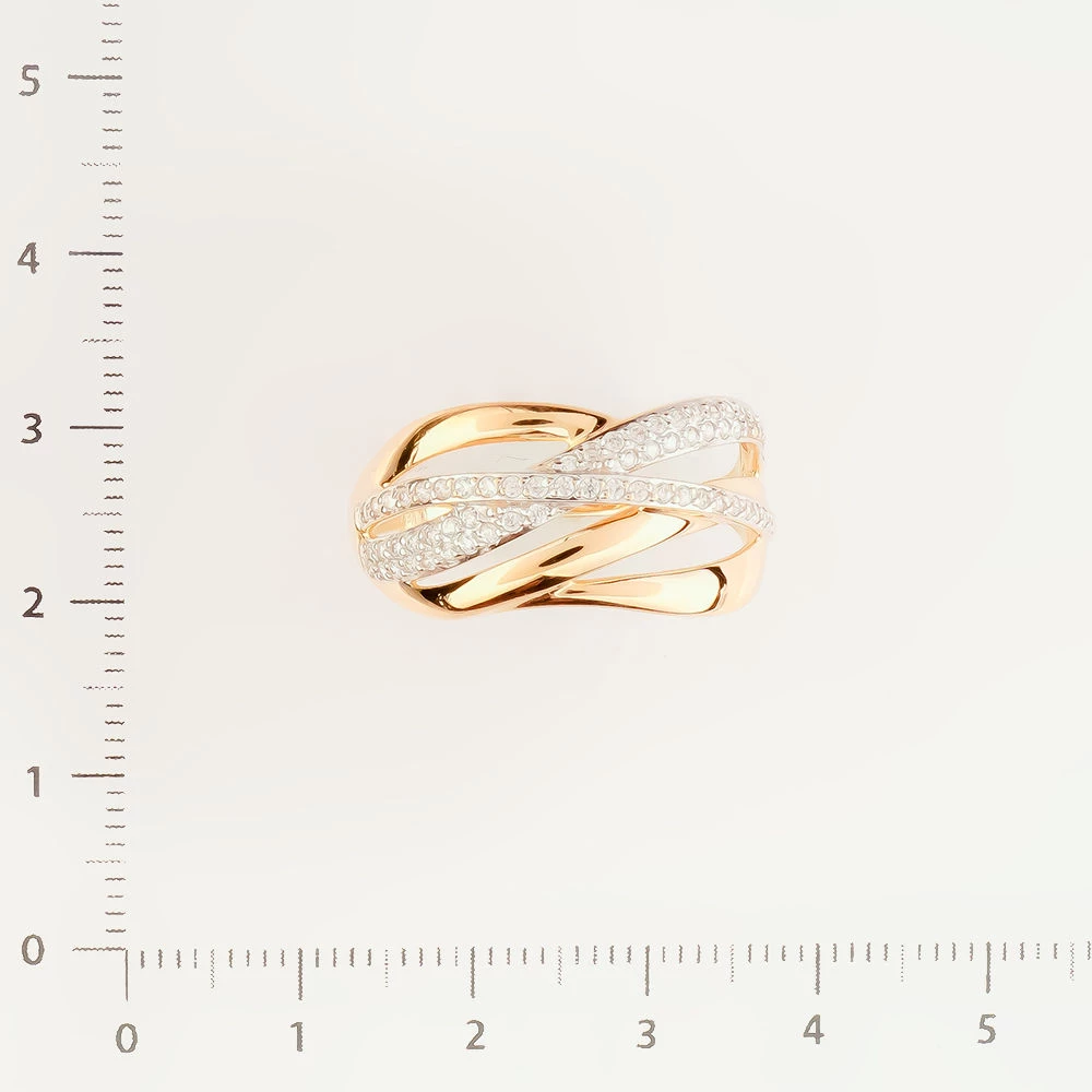 Кольцо с фианитом из красного золота 585 пробы