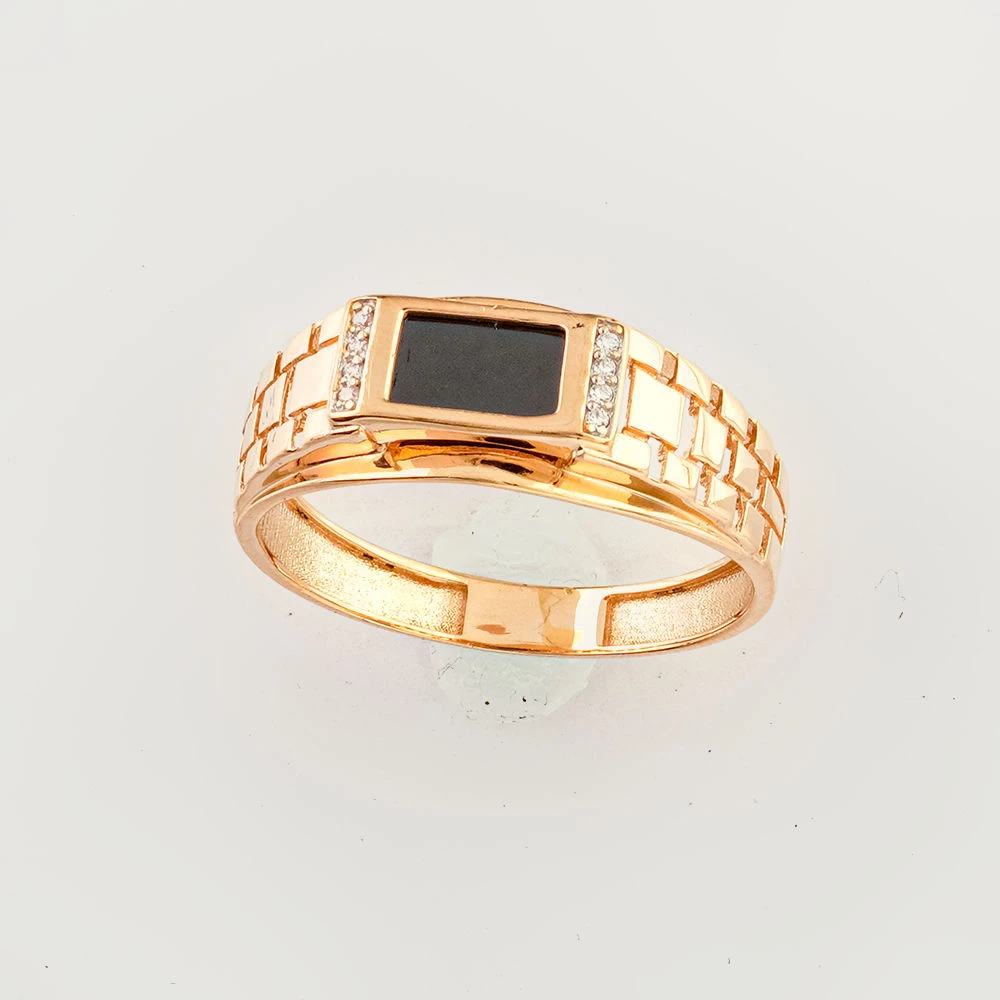 Кольцо с ониксом из красного золота 585 пробы