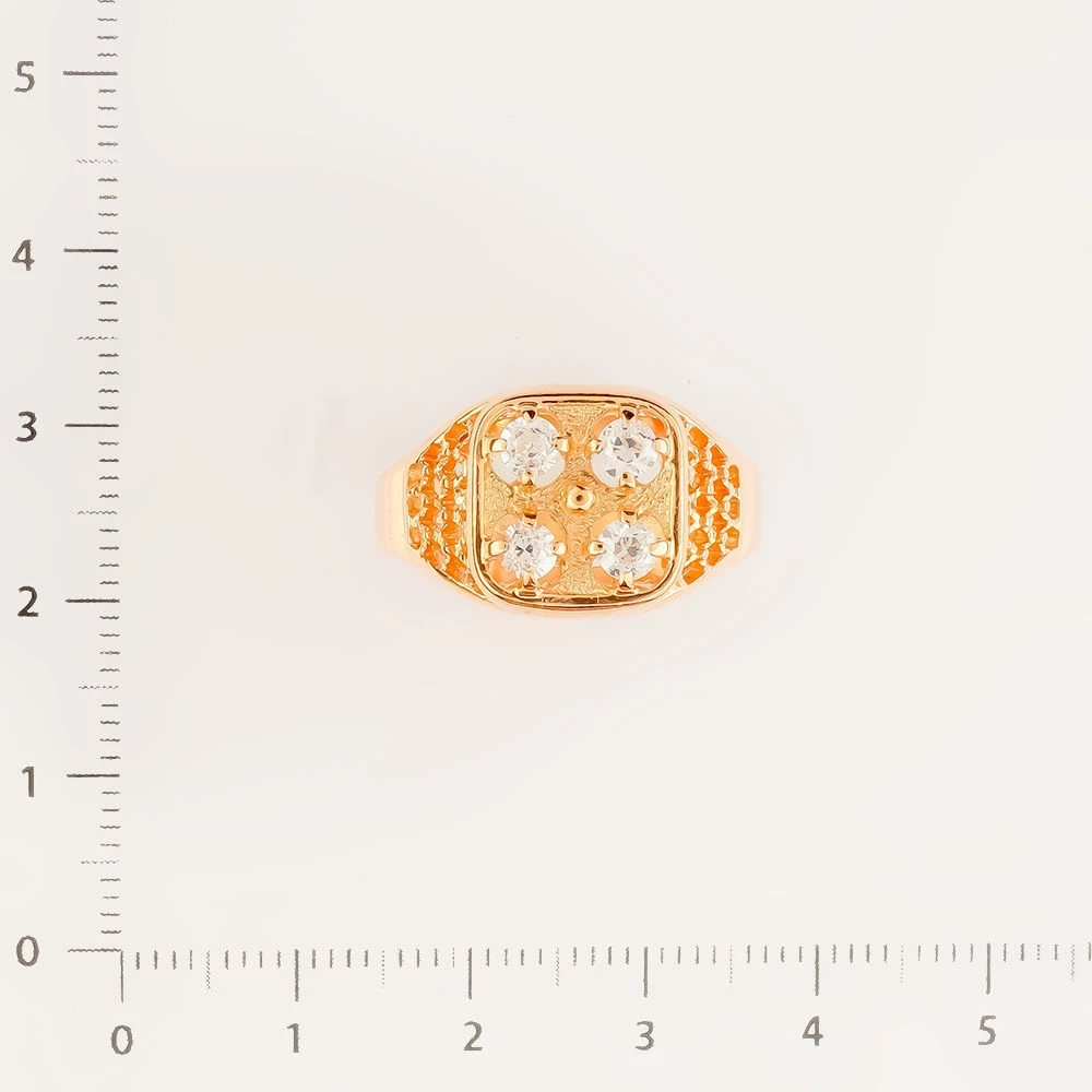 Кольцо с фианитом из красного золота 585 пробы