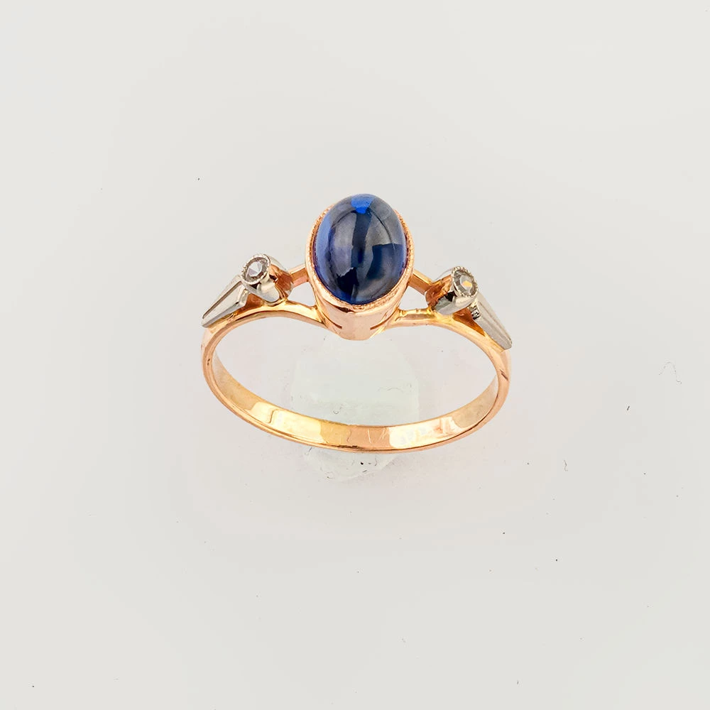 Кольцо с фианитом из красного золота 585 пробы