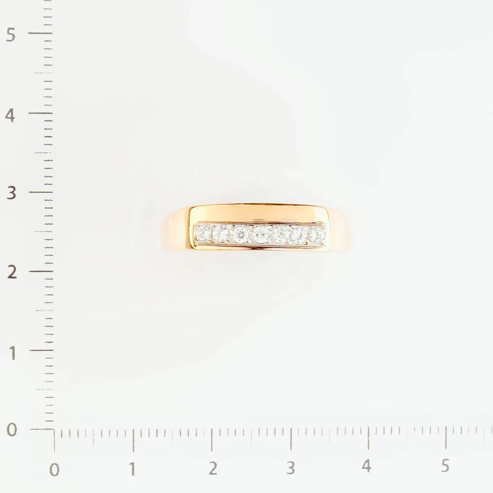 Кольцо с фианитом из красного золота 585 пробы