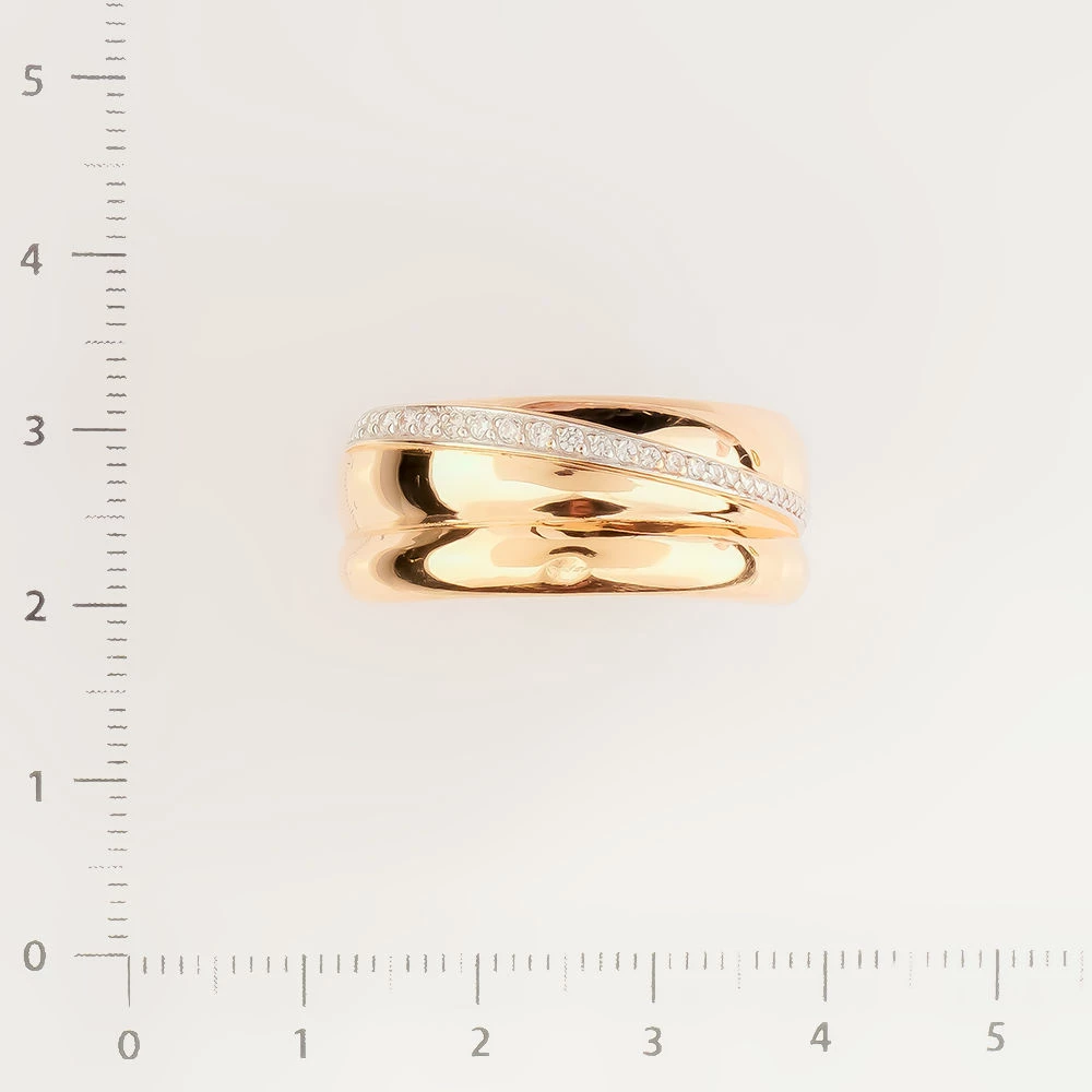 Кольцо с фианитом из красного золота 585 пробы