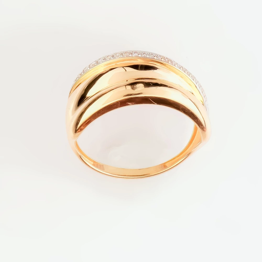 Кольцо с фианитом из красного золота 585 пробы