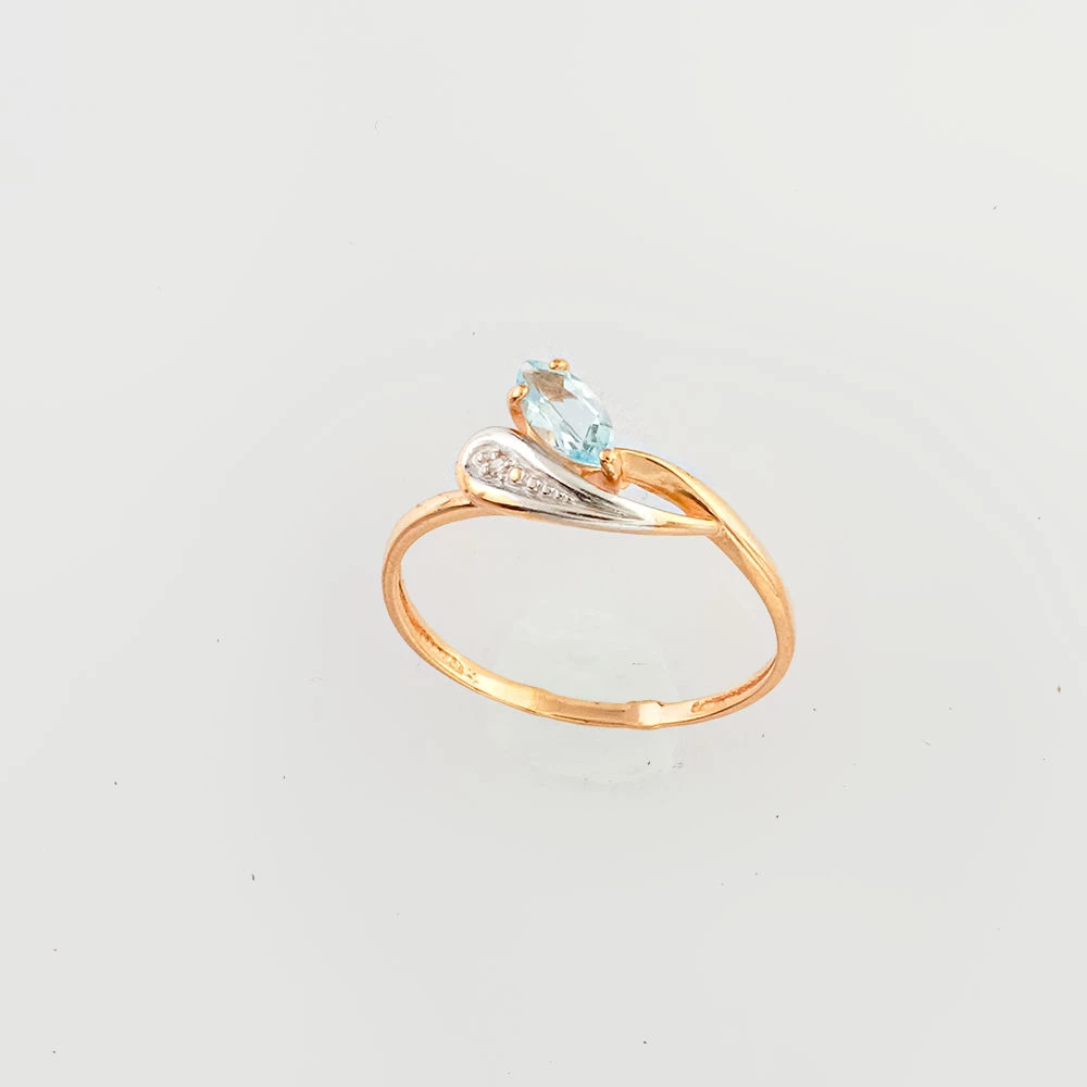 Кольцо с топазом из красного золота 585 пробы