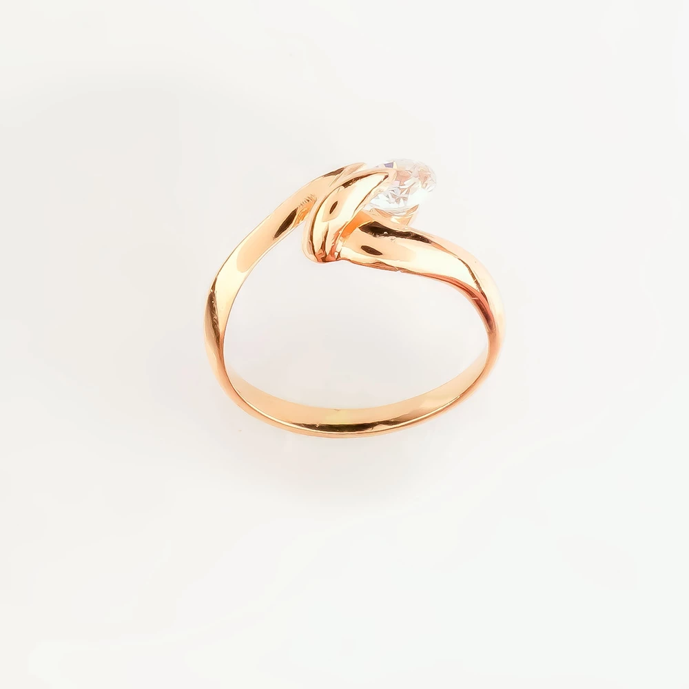 Кольцо с фианитом из красного золота 585 пробы