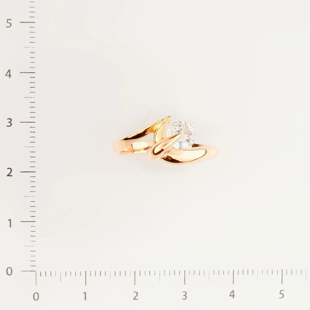 Кольцо с фианитом из красного золота 585 пробы