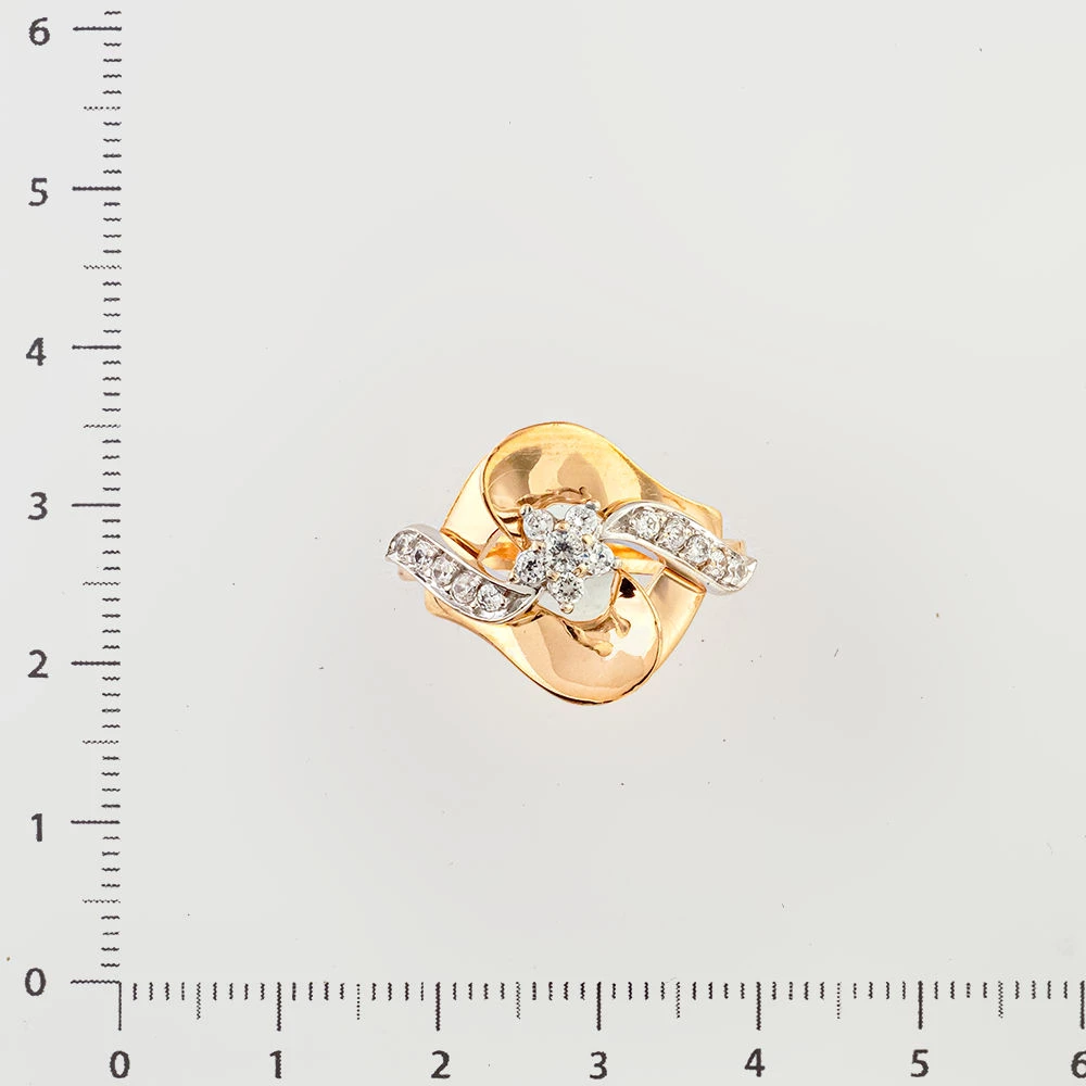 Кольцо с фианитом из красного золота 585 пробы