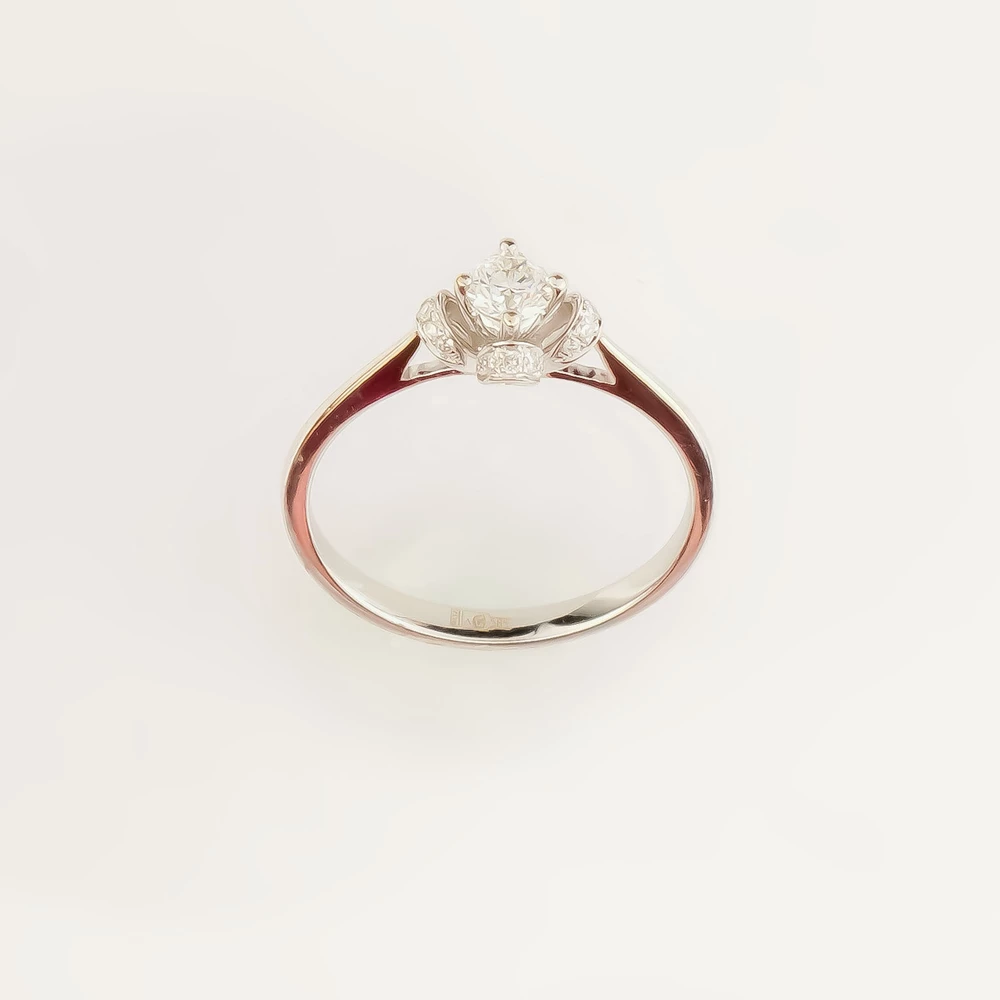 Кольцо с бриллиантом из белого золота 585 пробы