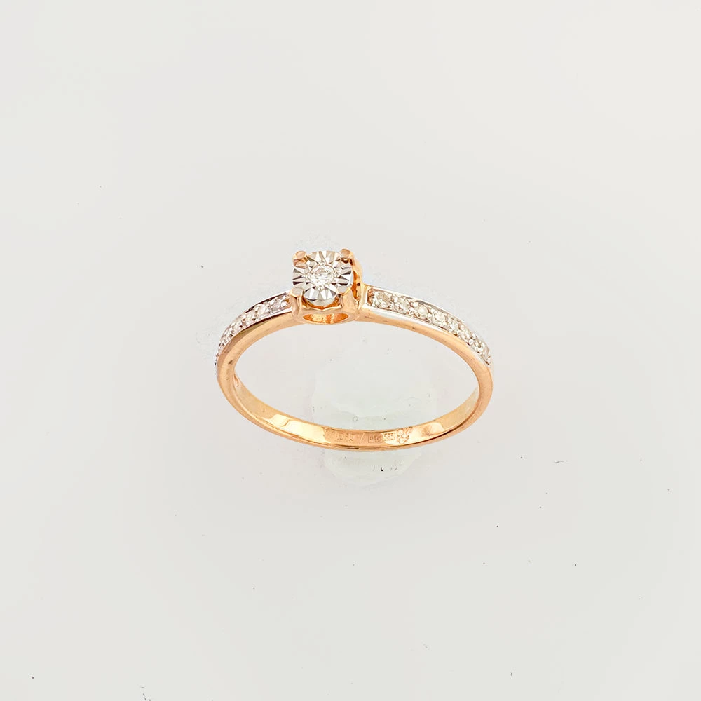 Кольцо с бриллиантом из красного золота 585 пробы