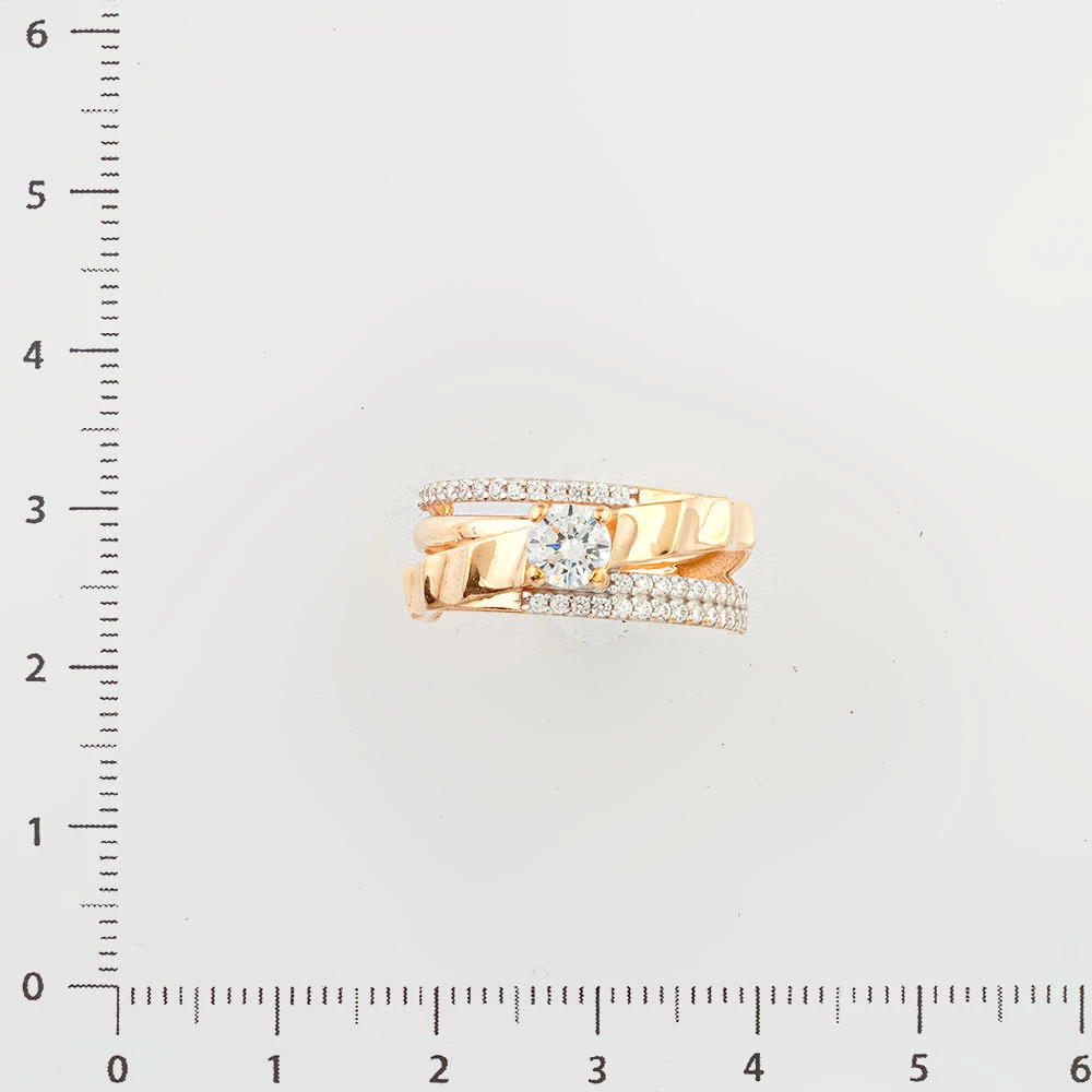 Кольцо с фианитом из красного золота 585 пробы