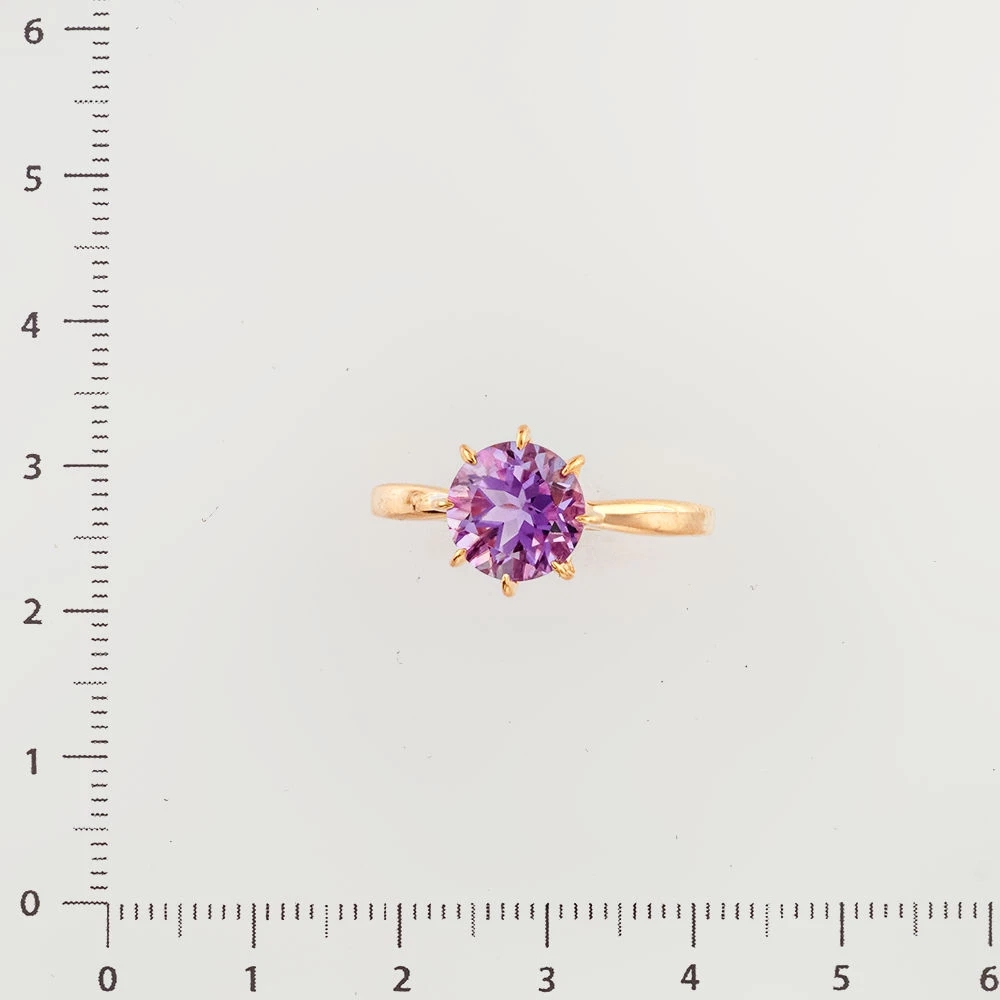 Кольцо с аметистом из красного золота 585 пробы