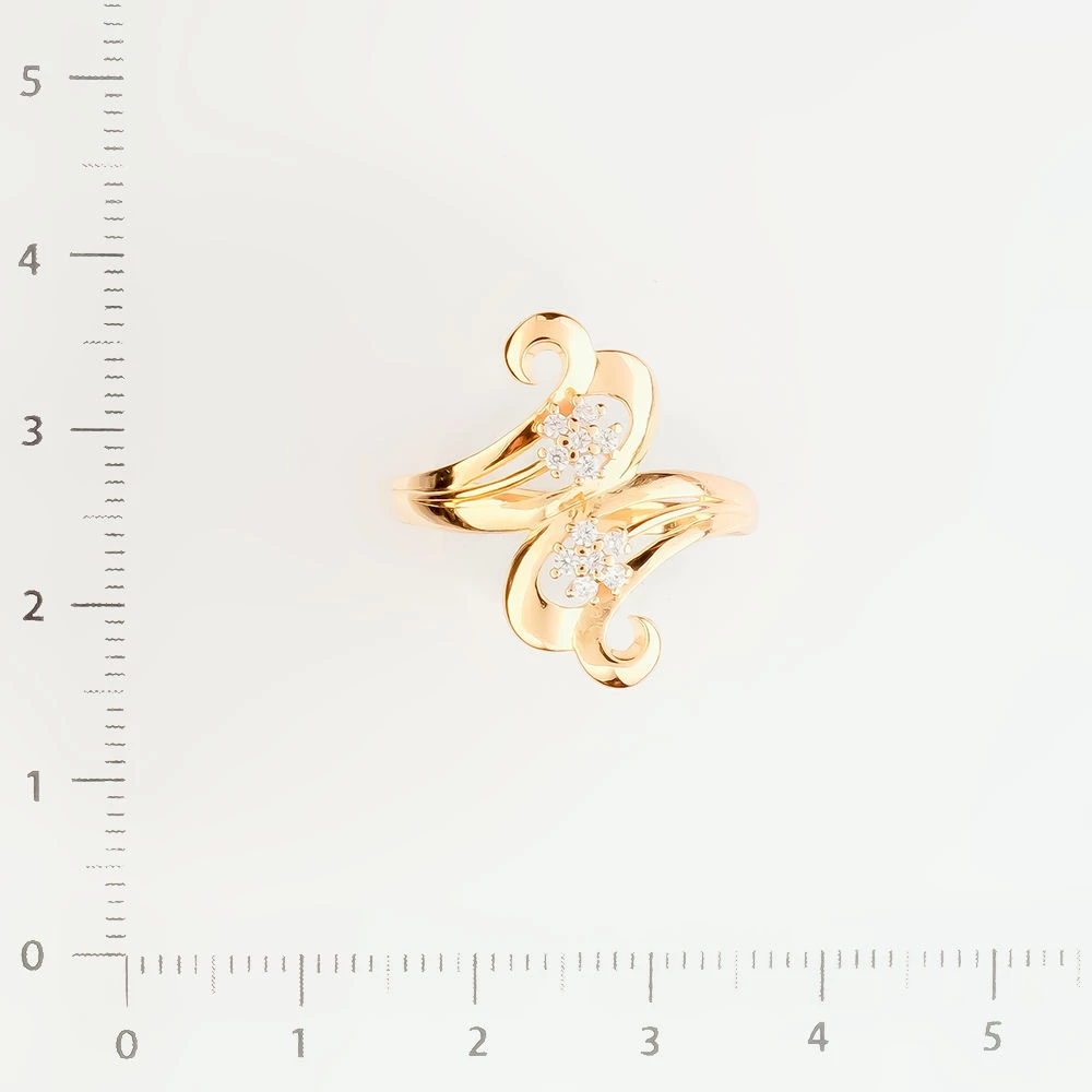 Кольцо с фианитом из красного золота 585 пробы