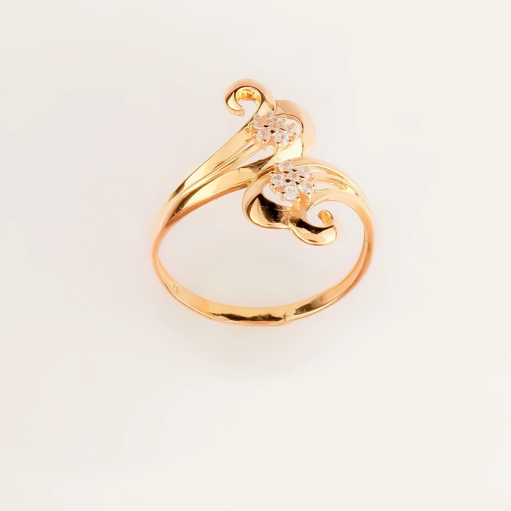 Кольцо с фианитом из красного золота 585 пробы