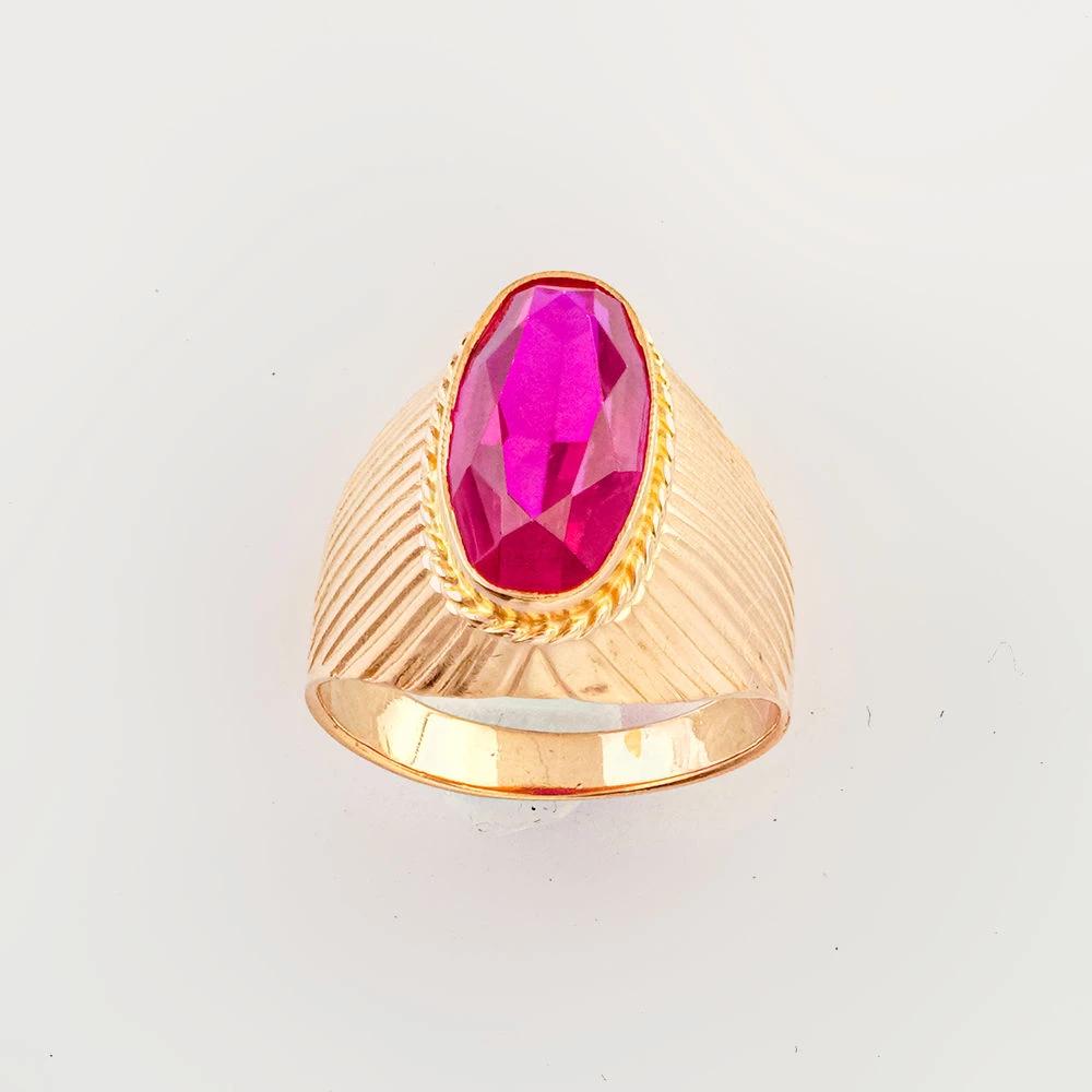 Кольцо с фианитом из красного золота 583 пробы