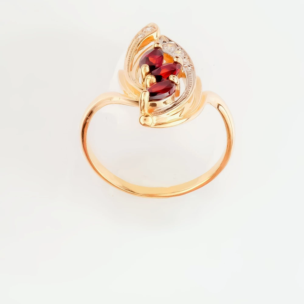 Кольцо с гранатом из красного золота 585 пробы