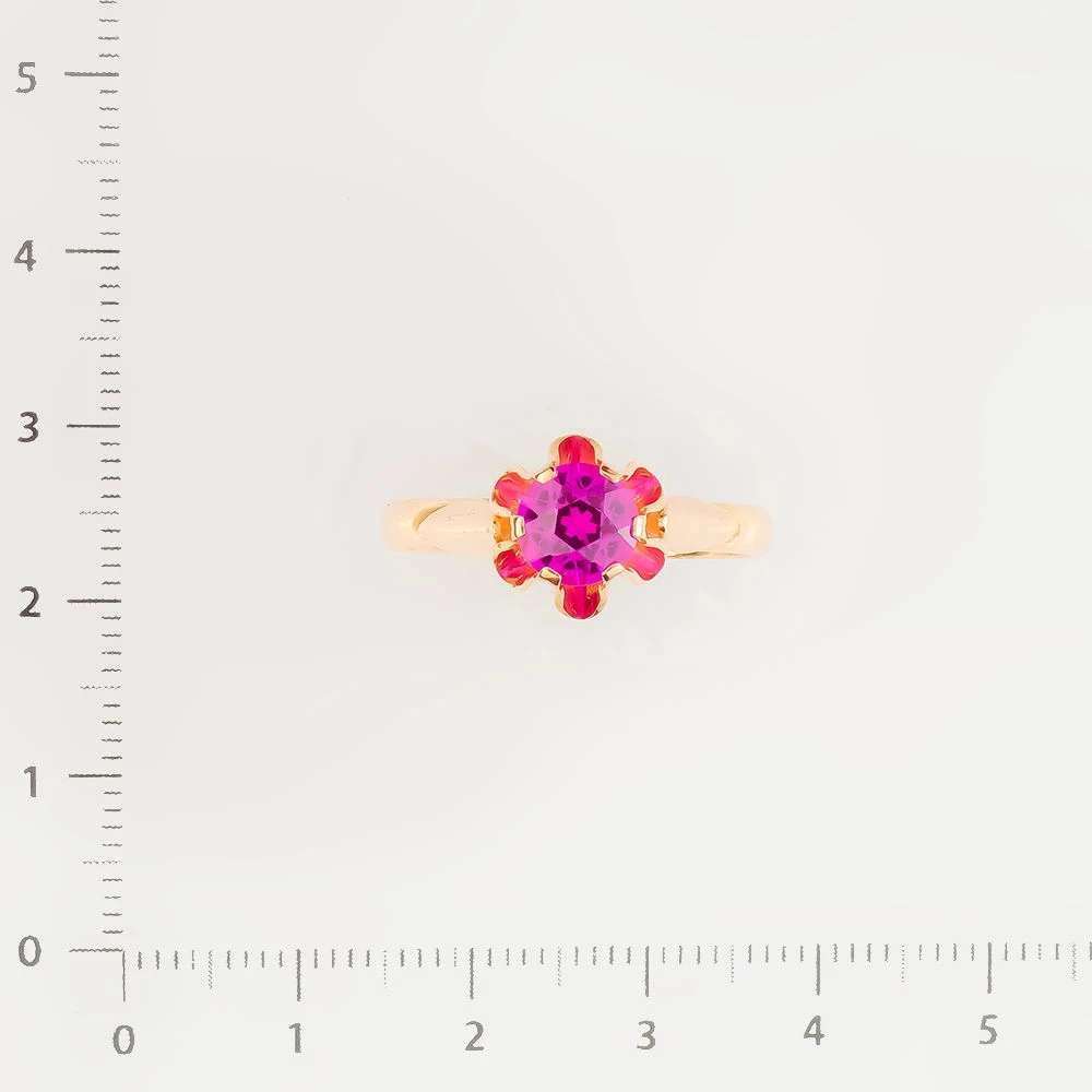 Кольцо с фианитом из красного золота 583 пробы