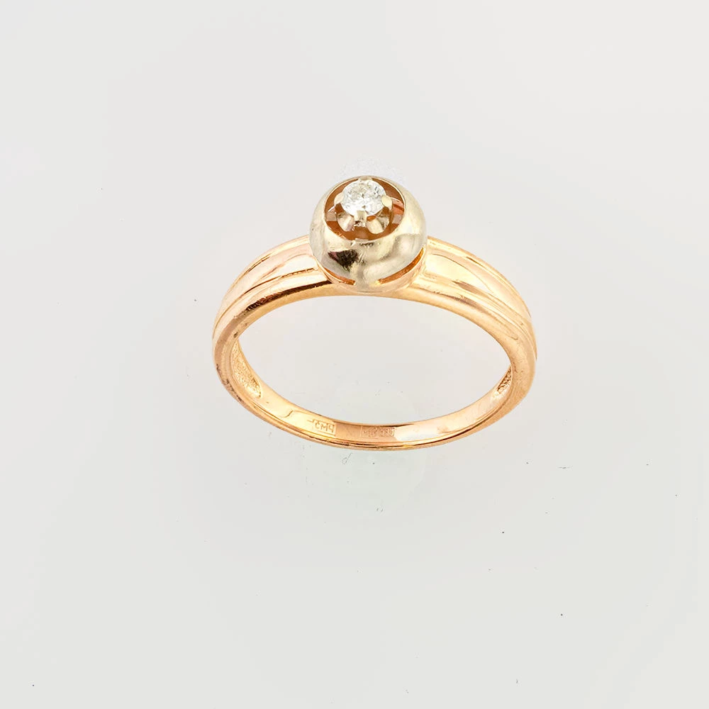 Кольцо с бриллиантом из красного золота 585 пробы