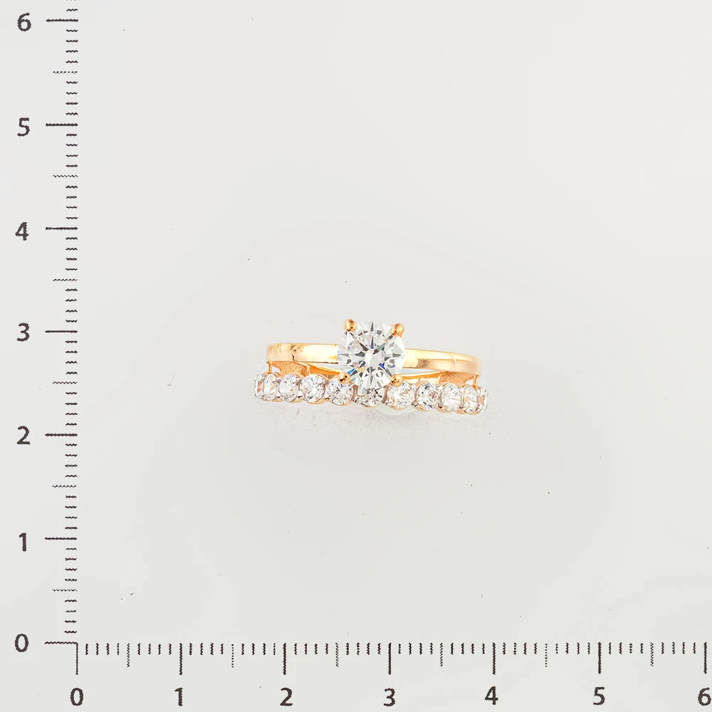 Кольцо с фианитом из красного золота 585 пробы