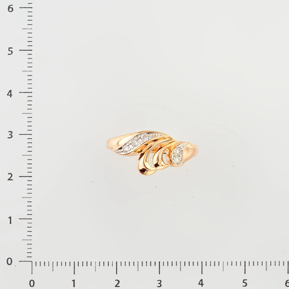 Кольцо с фианитом из красного золота 585 пробы