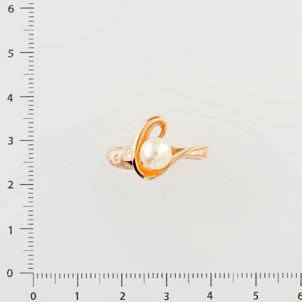 Кольцо с культивированным жемчугом из красного золота 585 пробы