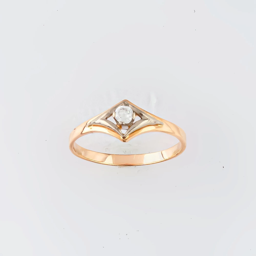 Кольцо с фианитом из красного золота 583 пробы