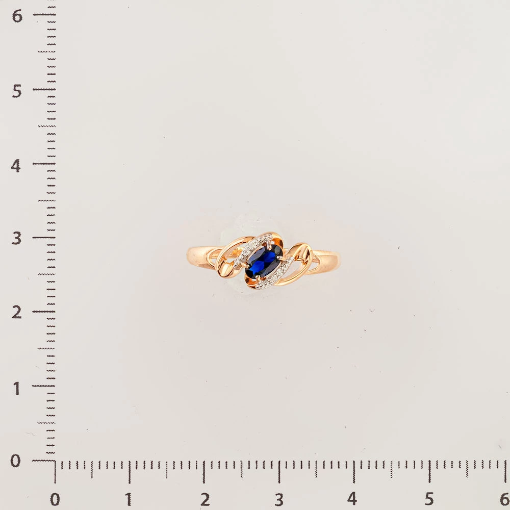 Кольцо с сапфиром синтетическим из красного золота 585 пробы