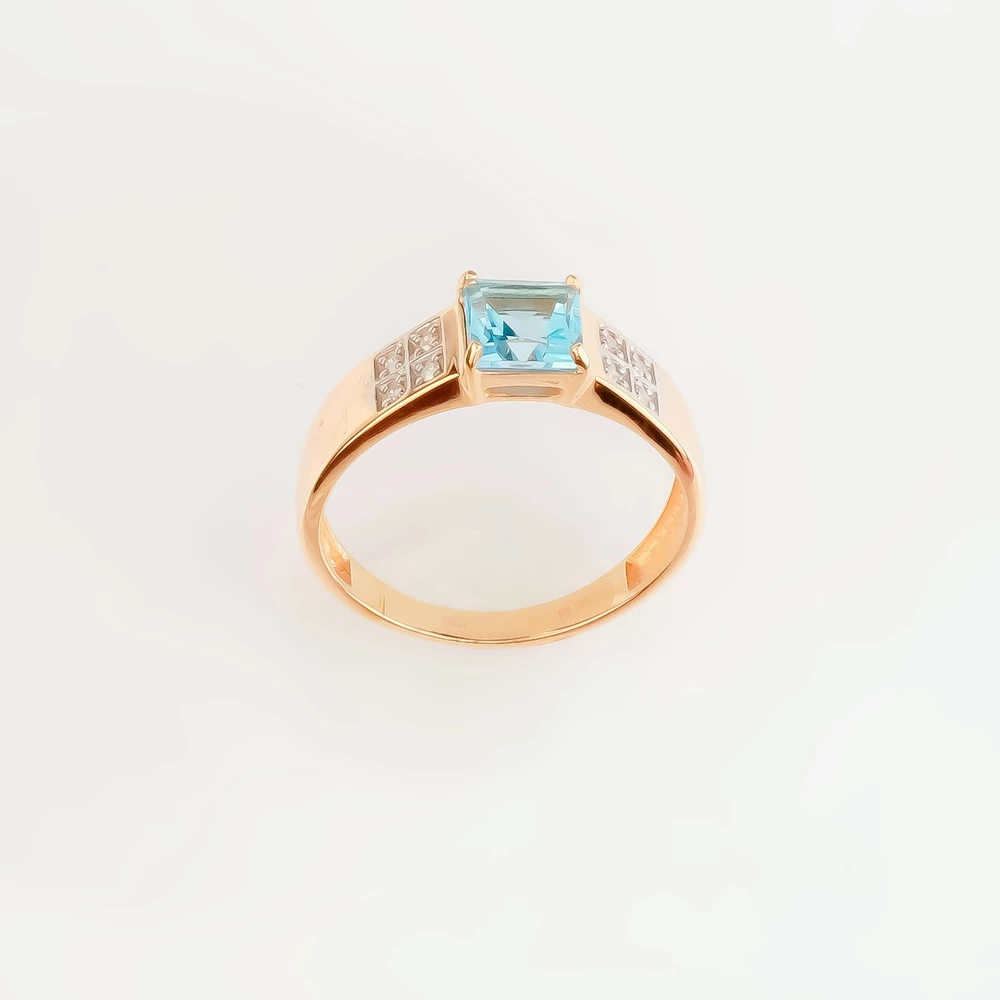 Кольцо с топазом из красного золота 585 пробы