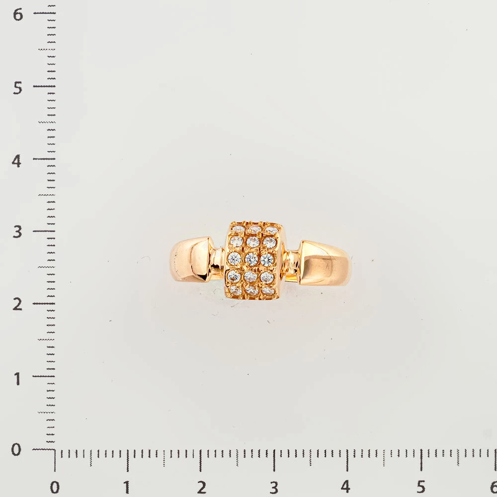 Кольцо с фианитом из красного золота 585 пробы