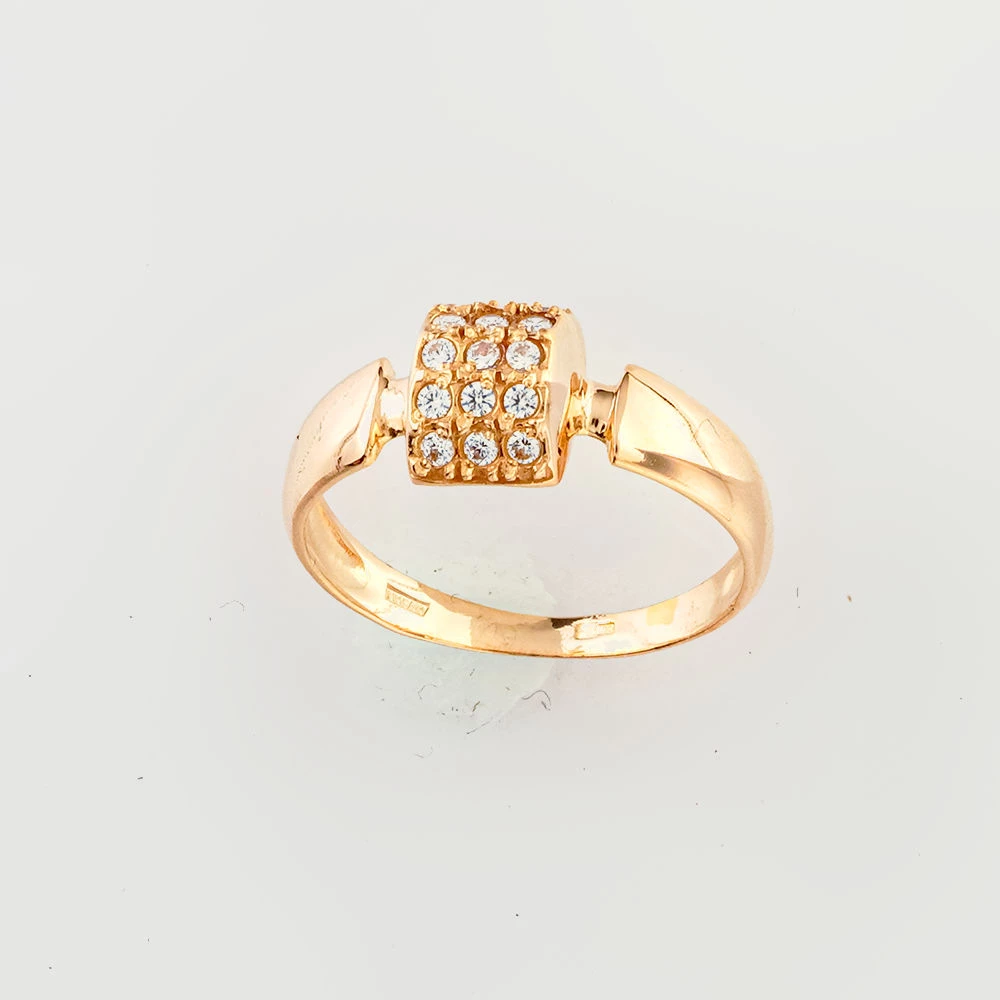 Кольцо с фианитом из красного золота 585 пробы