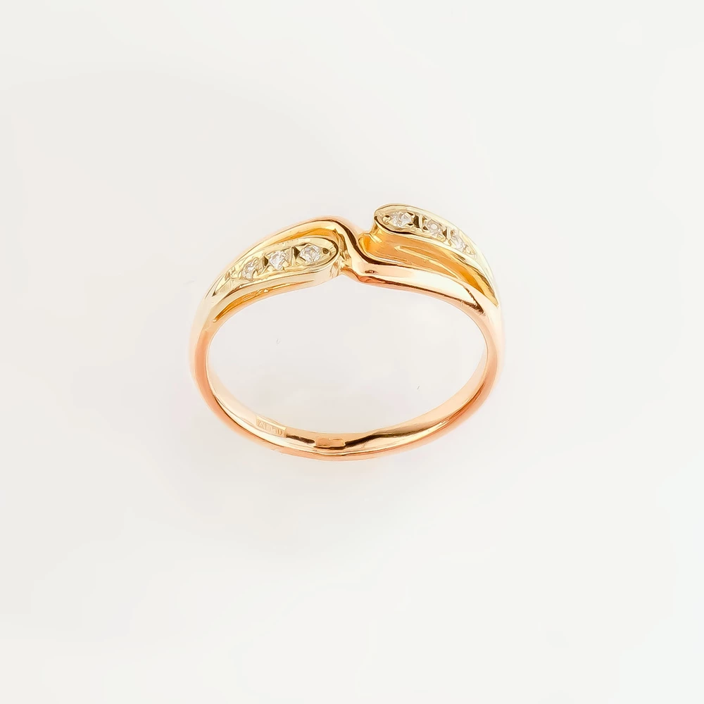 Кольцо с фианитом из красного золота 585 пробы