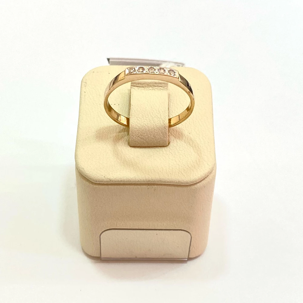 Кольцо с фианитом из красного золота 585 пробы