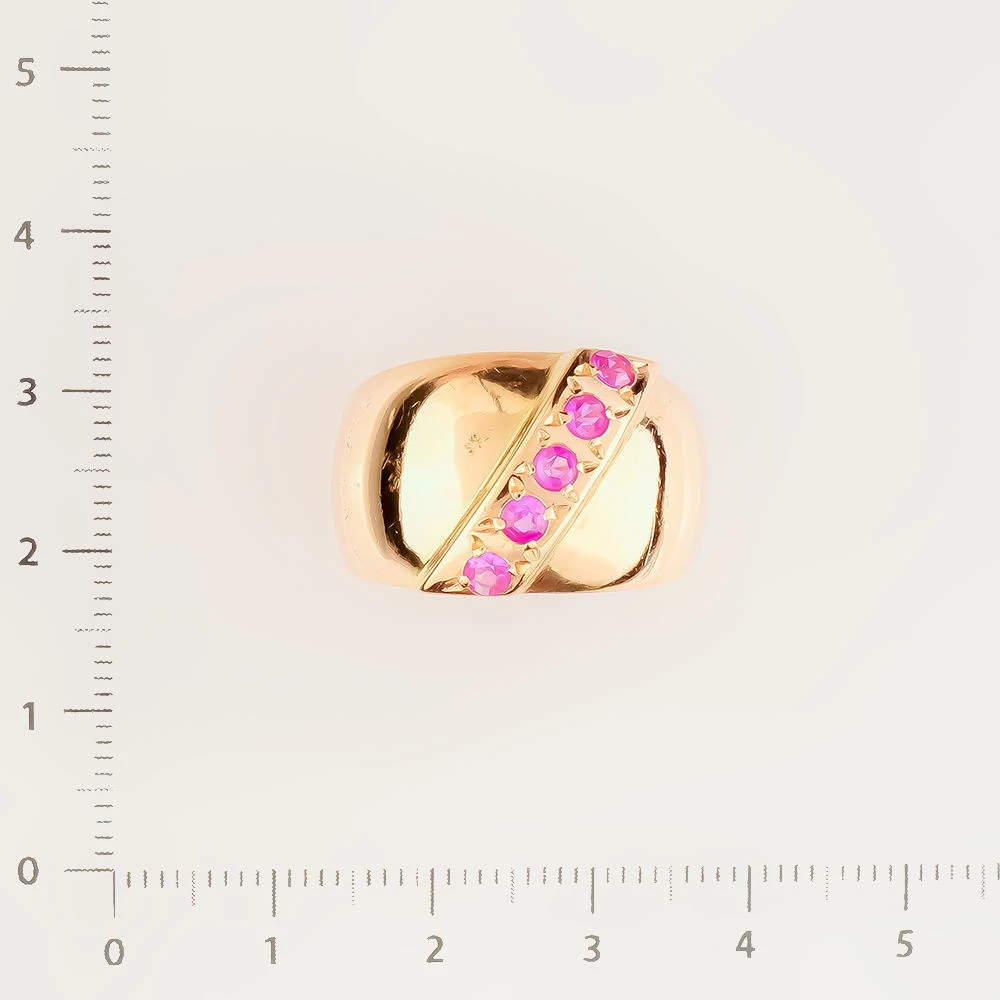 Кольцо с фианитом из красного золота 583 пробы