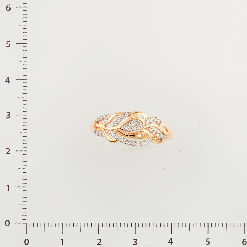 Кольцо с фианитом из красного золота 585 пробы