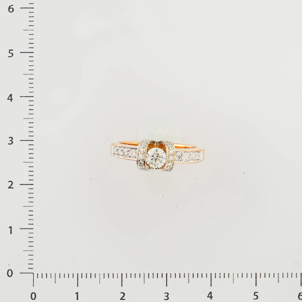 Кольцо с бриллиантом из красного золота 585 пробы