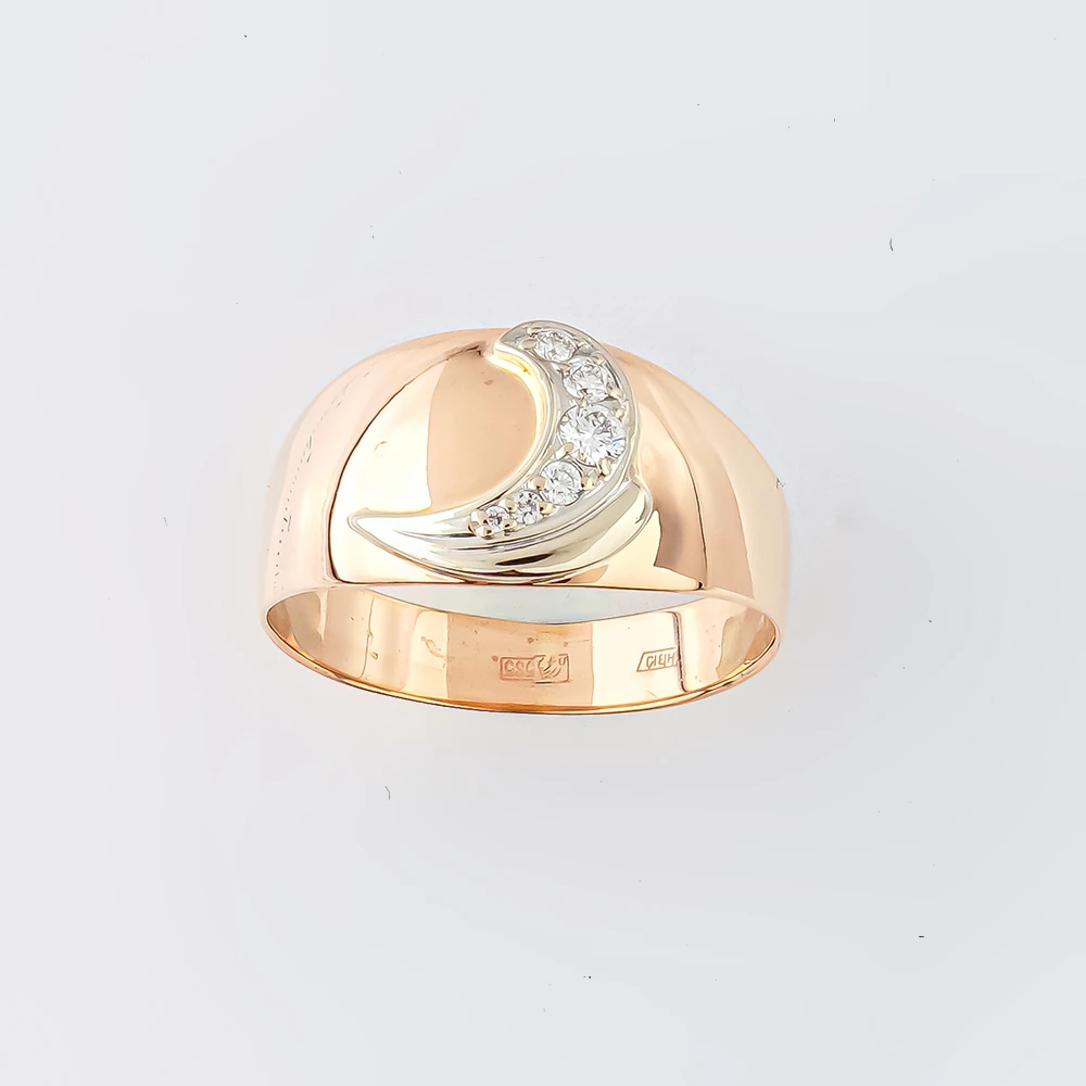 Кольцо с бриллиантом из красного золота 585 пробы